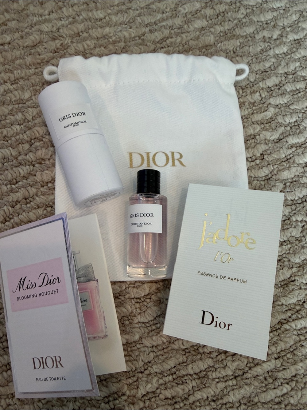 Dior Pink & White Mini Fragrance Set with Gris Dior Vial